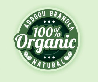 Adddou Granola Organic Guarantee Label Template Elegant Circle Leaves Decor
