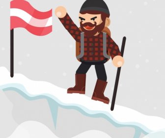 Приключения фон снег горные флаг исследователь значки
