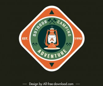 Adventure Camping Badge Template Flat Classic Light Logotype