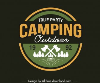 Abenteuer Camping Logo Vorlage Klassische Flache Skizze
