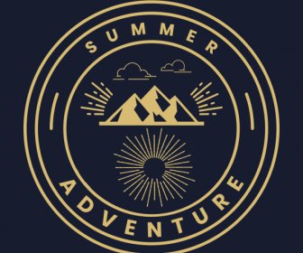 Logotipo De Camping Aventura Oscuro Clásico Plana Montaña Diseño
