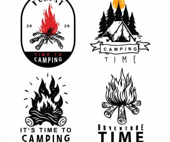 adventure camping logotypes handdrawn classic cottage firewood sketch