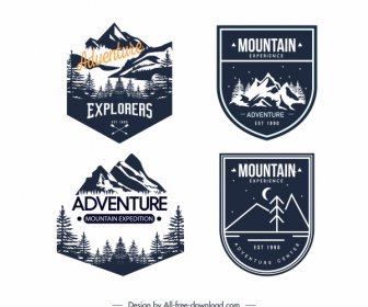 Aventure Exploration Camping Logotypes Rétro Conception Sombre