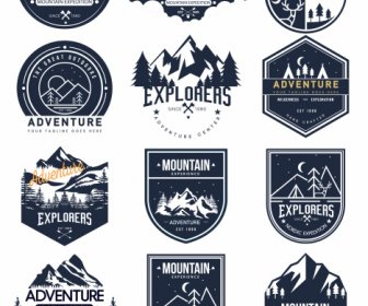 Adventure Label Logo Templates Classical Flat Sketch