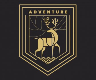 adventure logotype dark classic flat design reindeer sketch