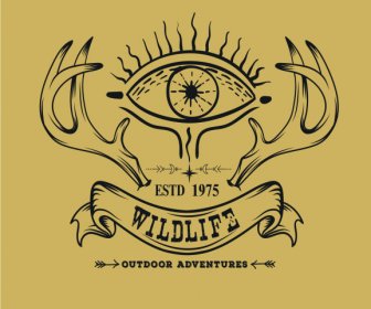 Приключения глаз пантов ленты эскиз ретро дизайн логотипов