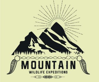 Logotipo De Aventura Montaña Dibujo Diseño Retro