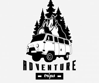 Adventure Road Trip Logotype Hitam Putih Desain Klasik