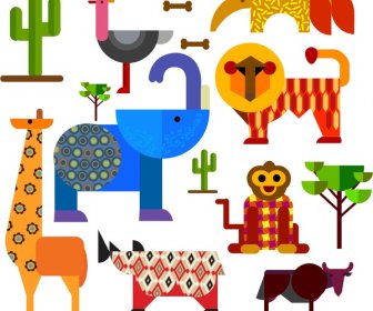 животных и растений дизайн Африка с плоской геометрический