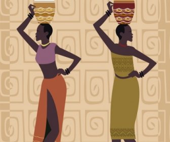 แอฟริกาสีดำไอคอนบุคคลแต่งกายแบบดั้งเดิมแบบชนเผ่า