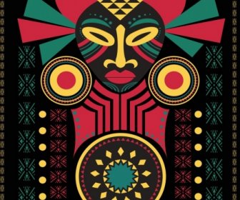 L'icona Dell'uomo Oscuro Disegno Tribale Simbolo Multicolore