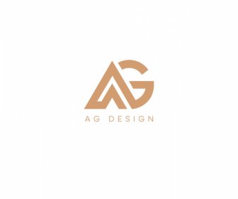 Ag Logotipo Elegante Moderno Diseño De Textos Estilizados