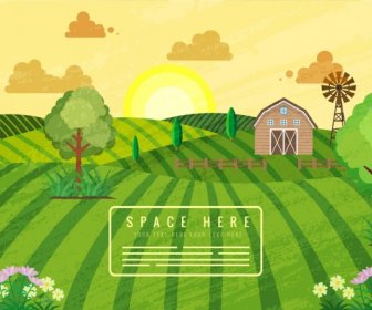 Agriculture Farm Background Field Hill Warehouse Sun Icons