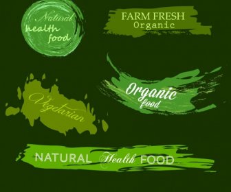 Agriculture Food Signs Collection Green Grunge Design