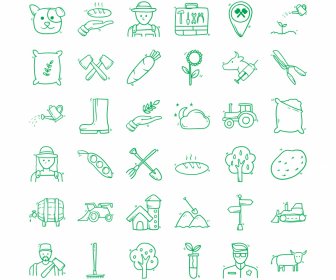 agriculture icon sets classical handdrawn symbol outline