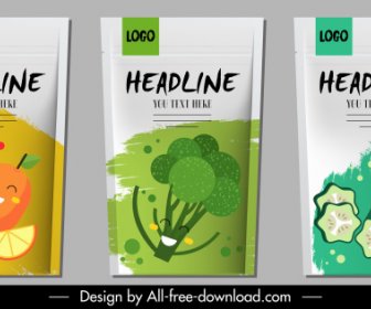 Agriculture Products Package Labels Cute Flat Stylized Design