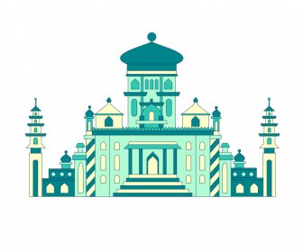 ahmedabad building architecture icon symmetrical flat sketch