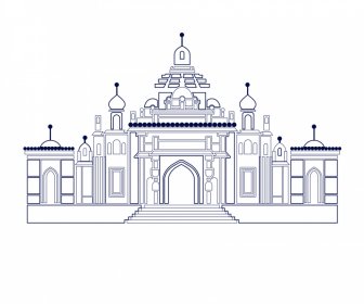 Plantilla De Arquitectura Del Edificio Ahmedabad Blanco Blanco Contorno Simétrico Plano