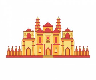 Ahmedabad Building Icon Elegant Classical Symmetric Outline