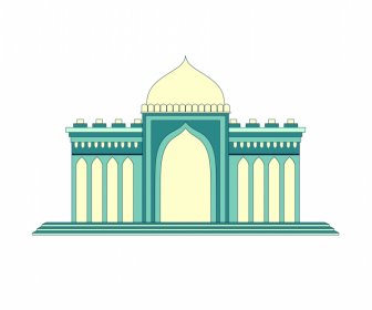 Ahmedabad India Building Architecture Icon Flat Symmetric Elegant Design