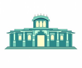 ahmedabad india building architecture icon flat symmetric sketch