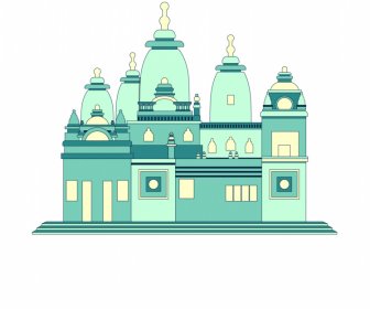 ahmedabad india buildings icon elegant flat classical geometric design