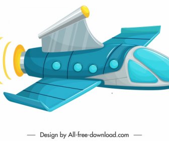 Flugzeugsymbol Farbig Moderne 3D-Form