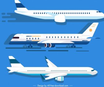 Airplane Icons White Modern Design