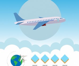 Airplane Infographic Desain Berwarna Simbol Geometri Ornamen