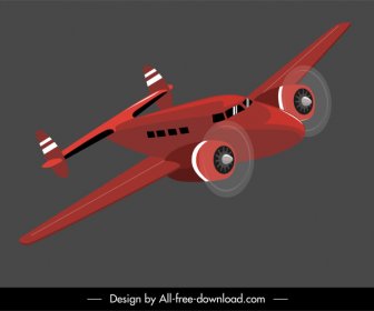 Ikon Model Pesawat Desain Terbang Dinamis Sketsa 3d