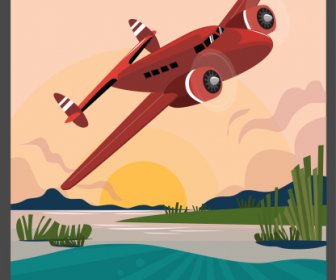 Sketsa Adegan Dinamis Poster Pesawat Terbang