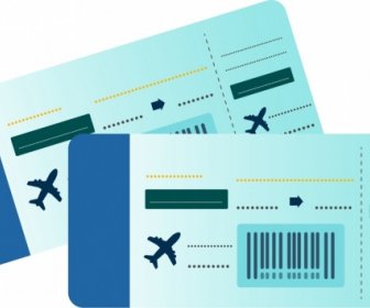 Airplane Ticket Icons Horizontal Rectangular Design Silhouette Sketch
