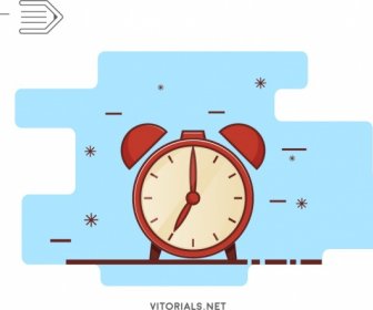 Alarm Clock Flat Line Vector Illustration