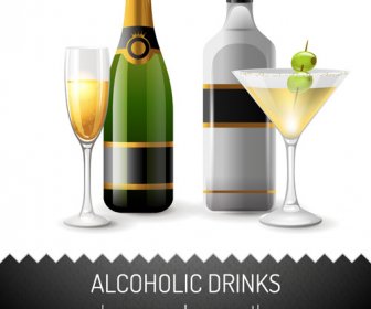Alcoholic Drinks Vector Design Elements