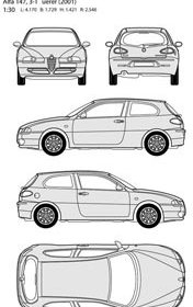Alfa Romeo Car All Side Blueprint Vector
