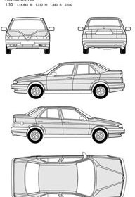 Alfa Romeo Mobil Semua Sisi Blueprint Vektor Ilustrasi