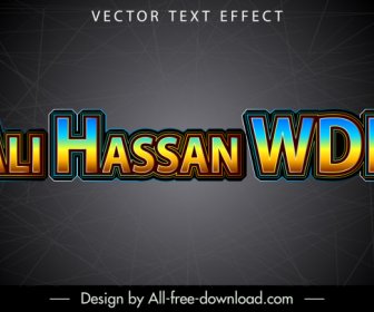 Ali Hassan Fondo De Efecto De Texto WDH Elegante Diseño De Contraste 3D