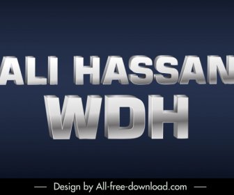 알리 하산 WDH 텍스트 효과 배경 현대 3d 그림자 디자인