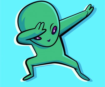 alien icon funny gesture handdrawn cartoon character sketch