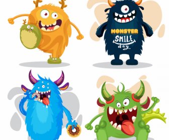 Alien Icons Funny Cartoon Characters Sketch