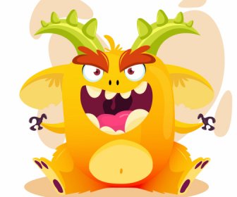 Alien Monster Icon Funny Cartoon Character Colorful Design