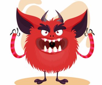 Alien Monster Icon Furry Red Sketch Cartoon Character