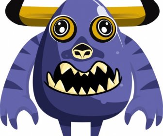 Alien Monster Icon Horny Animal Sketch Cartoon Character
