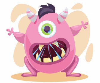 Alien Monster Symbol Beängstigend Geste Cartoon Charakter Skizze