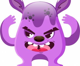 Außerirdisches Monster Ikone Violette Skizze Cartoon-Charakter