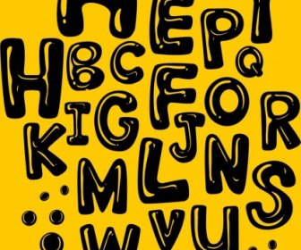 Capital Textos De Alfabeto Fondo Negro Negro Amarillo Diseño