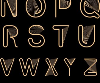 Alphabet Design Fond Noir Jaune Rayons Décoration