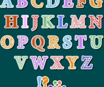 Alphabet Background Colorful Texts Sign Ornament