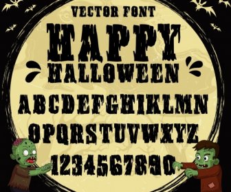 Alfabeto Fundo Tema Halloween Morcego Malvado ícones De Decoração