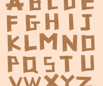 Alphabet Background Wooden Texts Icons Decoration
